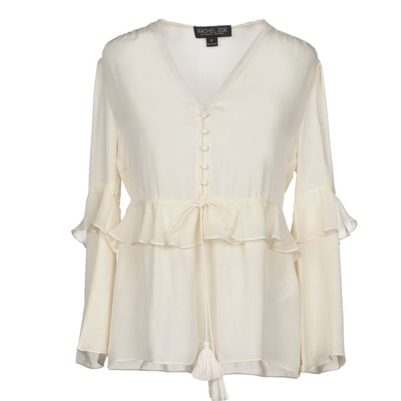 Rachel Zoe Tops - NWT Rachel Zoe cream silk blouse with tassel Sz 8